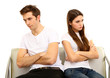 Young couple quarreling isolated on white