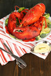 Red Lobster On Platter On Tabl...