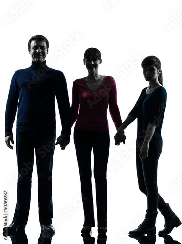Photo: family father mother daughter holding hands silhouette family father mother daughter holding hands silhouette