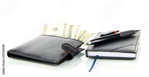 Photo: Set of business accessories isolated on white Set of business accessories isolated on white