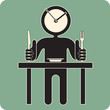 Ready for meal: Man waiting for food to be served.