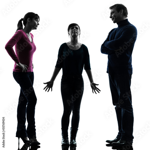 Photo: family father mother daughter issues problems silhouette family father mother daughter issues problems silhouette