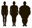 Vector women silhouettes from thin to fat.