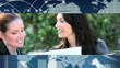 Montage Successful Businesswomen Using Modern Technology
