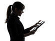 business woman computer computing  typing digital tablet silhoue