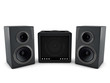 3d amplifier and speaker isolated on white background