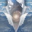 Angel wings pull apart seam of mortals to reveal