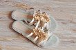 Ladies beige sandals low heels