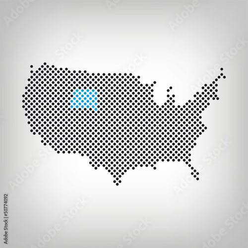 Vector: Wyoming in USA Karte punktiert Wyoming in USA Karte punktiert