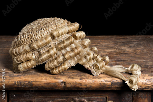 Photo: Block gavel and wig Block gavel and wig