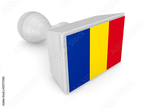 Illustration: Woden stamp with romanian flag. Woden stamp with romanian flag.