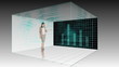 Animation of business woman presenting graphs