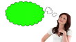 Woman with chroma key thought bubble