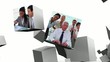 Video: Cubes falling and dispersing revel screens with business clips Cubes falling and dispersing revel screens with business clips