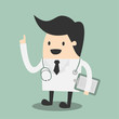 happy male dentist wearing lab coat