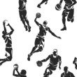 seamless texture with basketballers