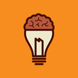 Light bulb with brain vector icon, idea concept