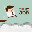happy business man jumping to his work
