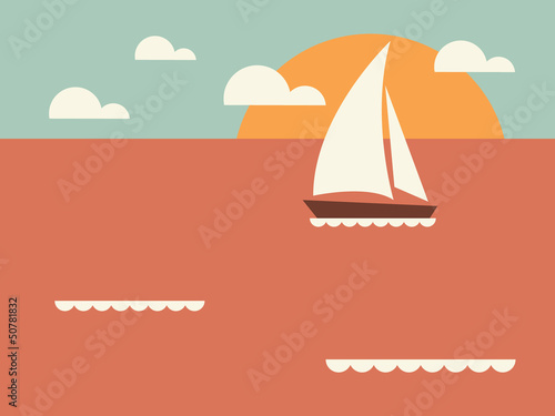 Vector: vintage seaside view vintage seaside view
