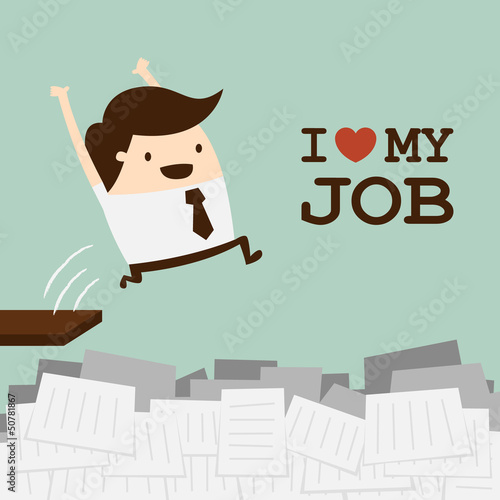 Vector: happy business man jumping to his work happy business man jumping to his work
