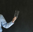 Business angel investor man with chalk dollars notes