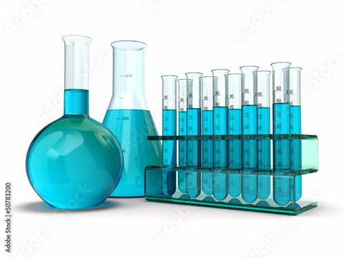 Illustration: cientific research. Glass test tubes with reagent cientific research. Glass test tubes with reagent