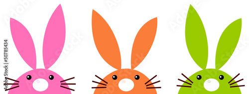 Vector: Cute simple easter bunnies set isolated on white Cute simple easter bunnies set isolated on white