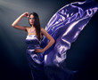 Beautiful girl in violet long dress