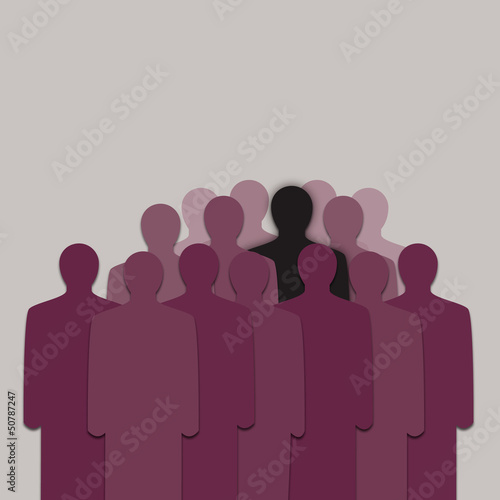 Illustration: Different and Alone in Crowd of People Different and Alone in Crowd of People