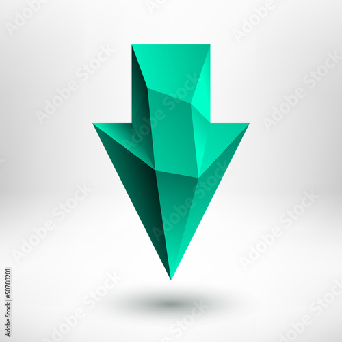Vector: 3d green down arrow sign with light background 3d green down arrow sign with light background
