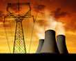 Sunset over the nuclear power plant