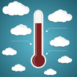 Vektor: Abstract thermometer on the blue background with clouds Abstract thermometer on the blue background with clouds