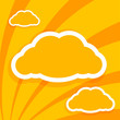Vektor: Orange paper on the background of clouds with sun rays Orange paper on the background of clouds with sun rays