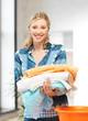 lovely housewife with towels