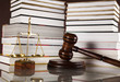 Judges wooden gavel and law books 