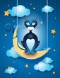 Cat and moon