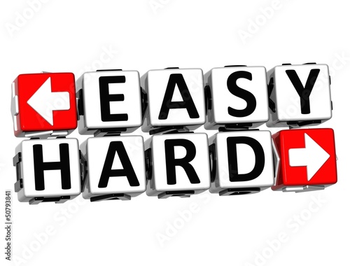 Illustration: 3D Easy Hard Button Click Here Block Text 3D Easy Hard Button Click Here Block Text
