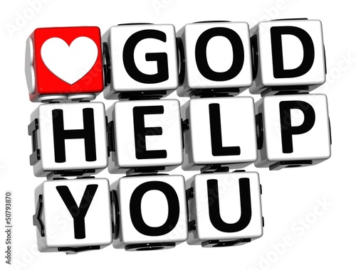 Illustration: 3D God Help You Button Click Here Block Text 3D God Help You Button Click Here Block Text