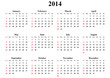 simple editable vector calendar 2014 sunday firts
