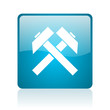 mining blue square web glossy icon