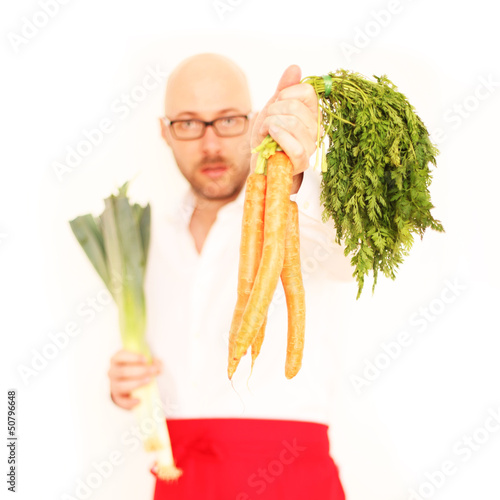 Photo: Koch mit Karotten und Lauch Koch mit Karotten und Lauch