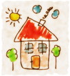 illustration old hand drawn child's drawing , doodle house