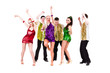 Disco dancer team dancing