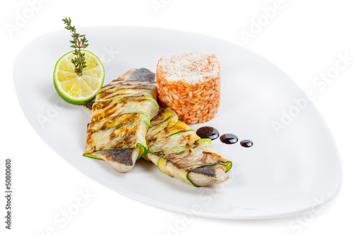 Photo: Seabass fillet with rice and lemon Seabass fillet with rice and lemon