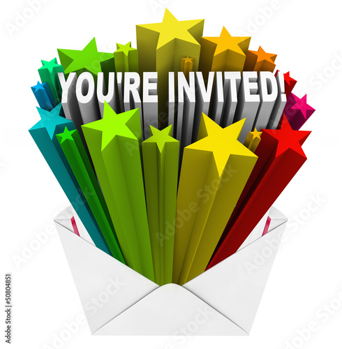 Illustration: You're Invited Words Invitation Stars Envelope You're Invited Words Invitation Stars Envelope