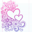 Love Hearts Sketchy Notebook Doodles Vector Illustration
