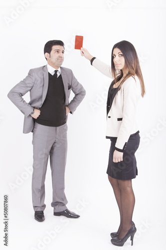 Photo: business woman showing executive red card business woman showing executive red card