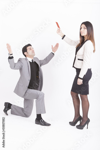 Photo: business woman showing executive red card business woman showing executive red card