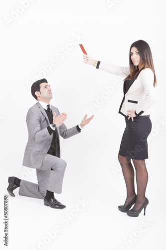 Photo: business woman showing executive red card business woman showing executive red card
