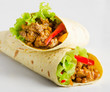 Tortilla wraps with meat and vegetables
